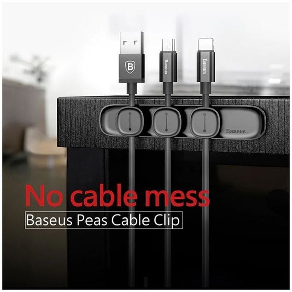 Baseus - Organizér Kabelů - Držák na 3 Kabely, černý