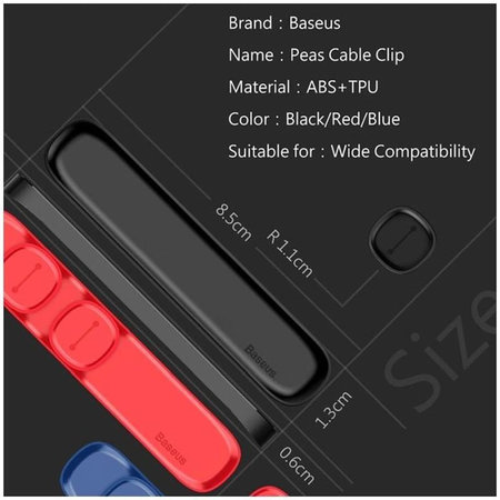 Baseus - Organizér Kabelů - Držák na 3 Kabely, černý