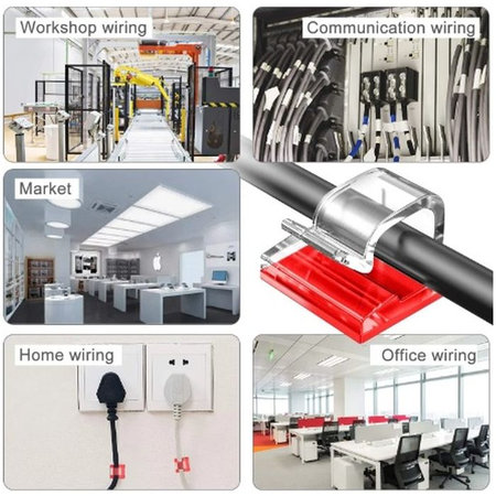 FixPremium - Organizér Kabelů - Svorky - Sada 5 kusů, transparentní