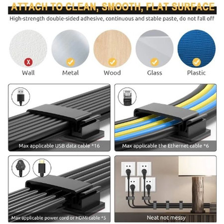 FixPremium - Organizér Kabelů - Svorky - Sada 5 kusů, transparentní