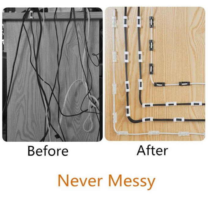 FixPremium - Organizér Kabelů - Svorka - Sada 10 kusů, transparentní