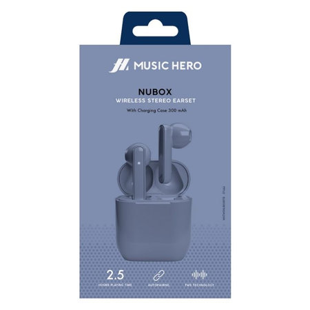 Music Hero - Bezdrátová Sluchátka TWS NUBOX, modrá