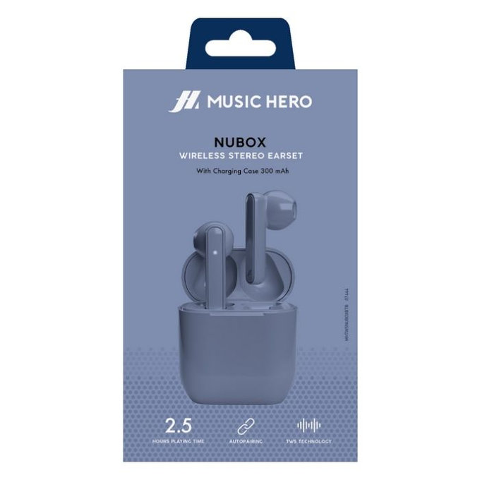 Music Hero - Bezdrátová Sluchátka TWS NUBOX, modrá