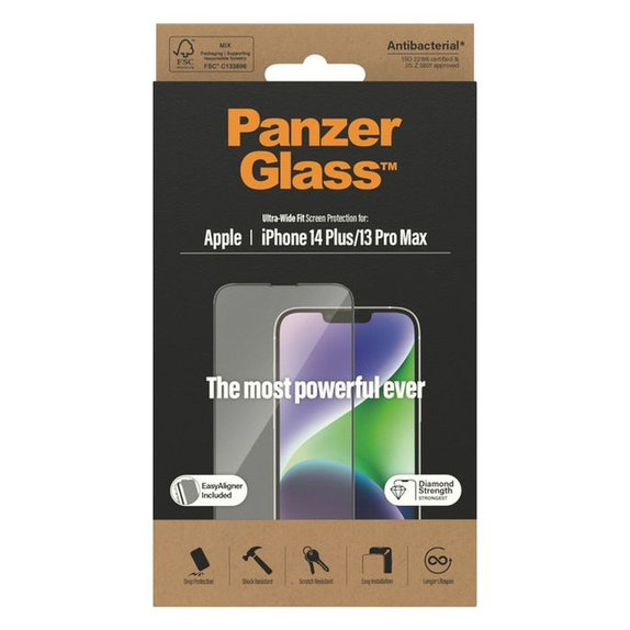 PanzerGlass - Tvrzené sklo UWF AB pro iPhone 13 Pro Max a 14 Plus, černá