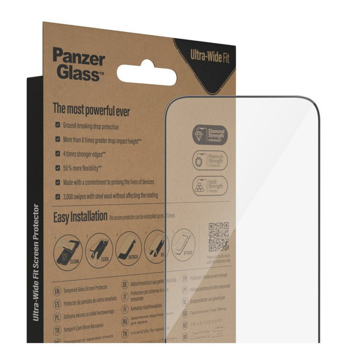 Tvrzené sklo UWF AB s aplikátorem pro iPhone 14 Pro Max, Černá, PanzerGlass