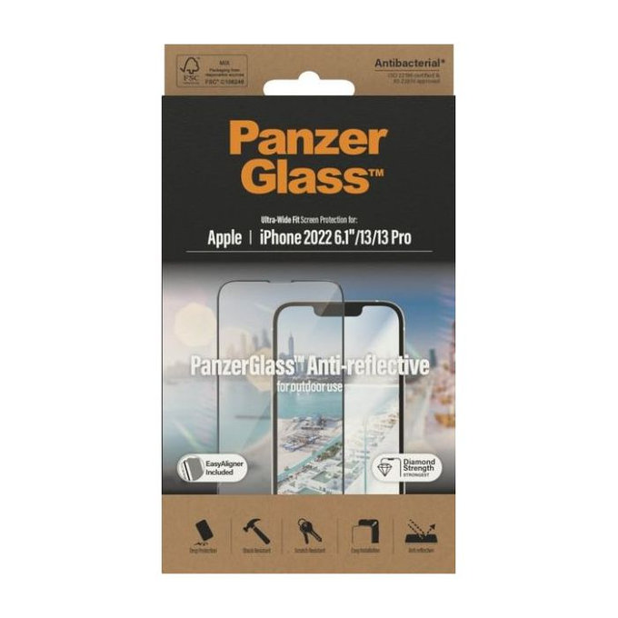 PanzerGlass - Tvrzené sklo UWF Anti-Reflective AB pro iPhone 13, 13 Pro, 14 a 16e