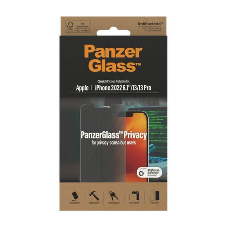 PanzerGlass - Tvrzené sklo Privacy AB pro iPhone 13, 13 Pro, 14 a 16e