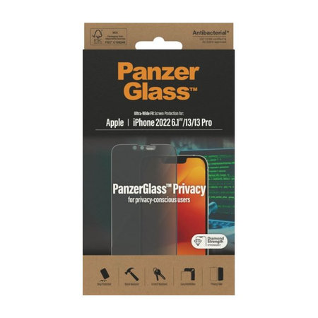 PanzerGlass - Tvrzené sklo UWF Privacy AB pro iPhone 13, 13 Pro, 14 a 16e