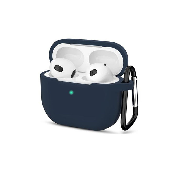 FixPremium - Silikonové Pouzdro s Karabinou pro AirPods 3, modrá