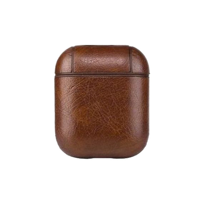 FixPremium - Pouzdro z Umělé Kůže pro AirPods 1 a 2, hnědá