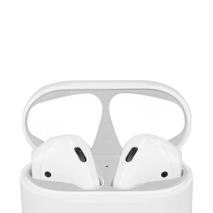 FixPremium - Nálepka proti Prachu pro AirPods 1 a 2, stříbrná