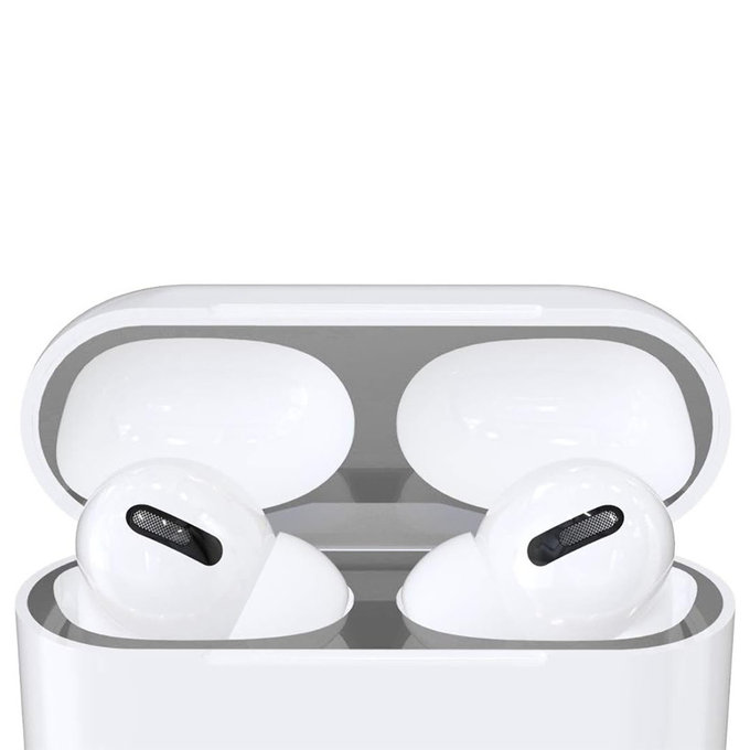 FixPremium - Nálepka proti Prachu pro AirPods Pro, stříbrná