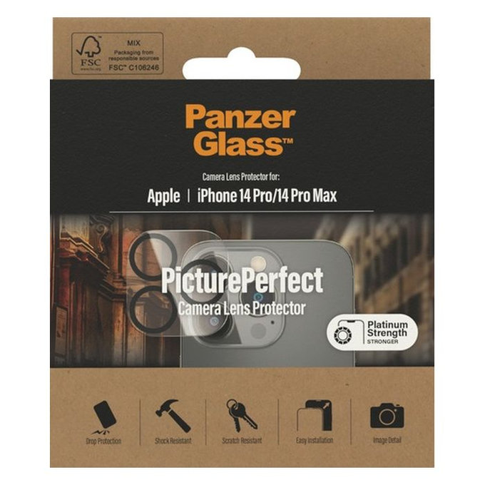 PanzerGlass - Ochranný Kryt Objektivu Fotoaparátu PicturePerfect pro iPhone 14 Pro a 14 Pro Max, transparentná
