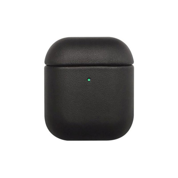 FixPremium - Kožené Pouzdro pro AirPods 1 a 2, černá