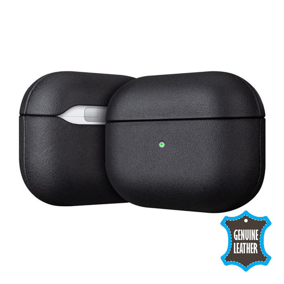 FixPremium - Kožené Pouzdro pro AirPods 3, černá