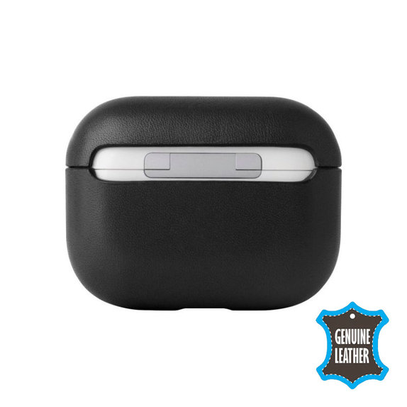 FixPremium - Kožené Pouzdro pro AirPods 3, černá