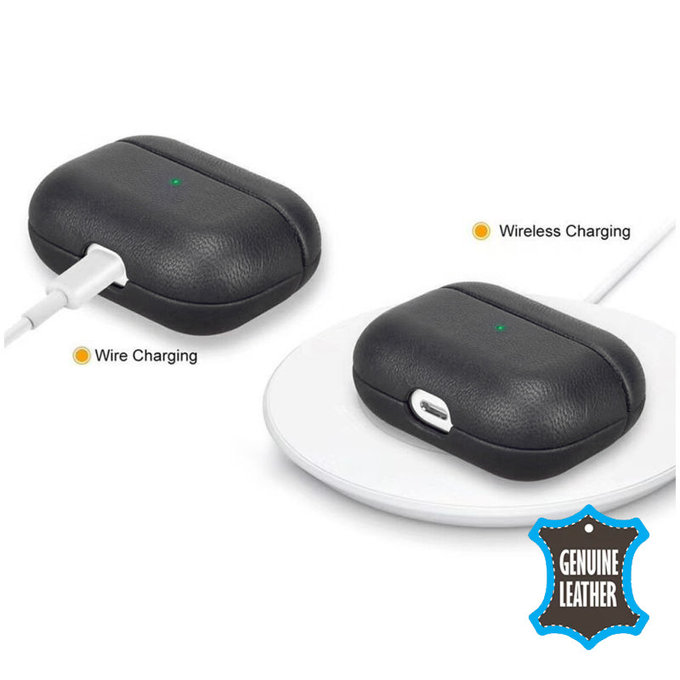 FixPremium - Kožené Pouzdro pro AirPods 3, černá