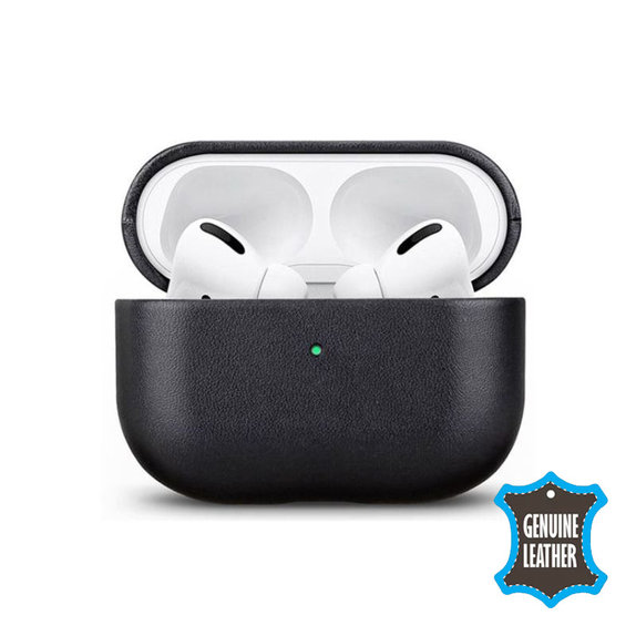 FixPremium - Kožené Pouzdro pro AirPods Pro, černá
