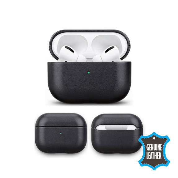 FixPremium - Kožené Pouzdro pro AirPods Pro, černá