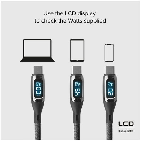 SBS - USB-C / USB-C Kabel s LCD a PowerDelivery 100W (1m), černá