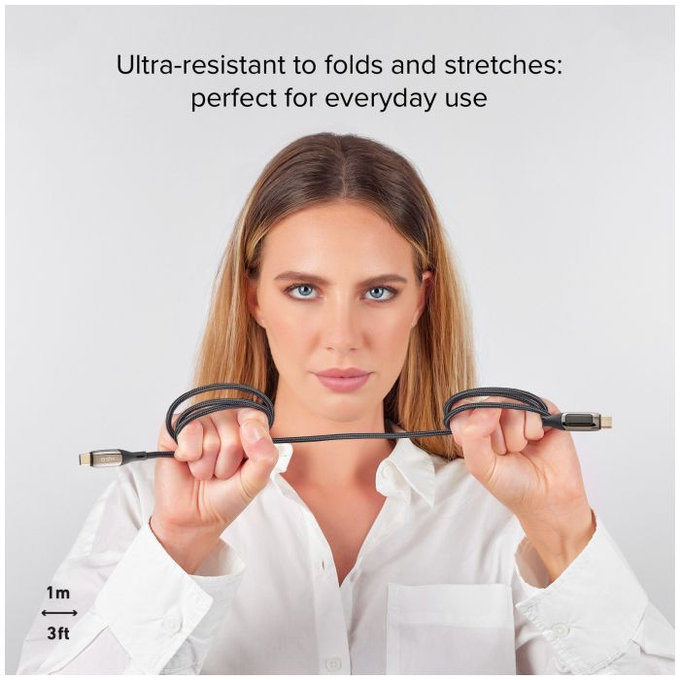 SBS - USB-C / USB-C Kabel s LCD a PowerDelivery 100W (1m), černá