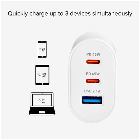 SBS - 45W Nabíjecí Adaptér USB, 2x USB-C, PowerDelivery, bílá