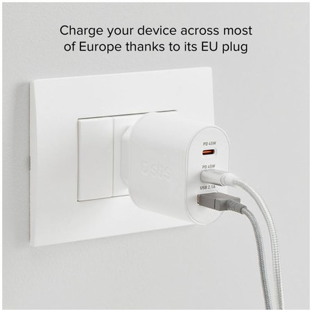 SBS - 45W Nabíjecí Adaptér USB, 2x USB-C, PowerDelivery, bílá