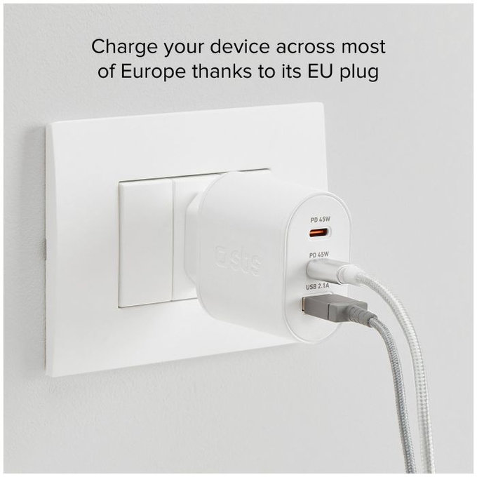 SBS - 45W Nabíjecí Adaptér USB, 2x USB-C, PowerDelivery, bílá