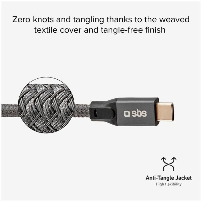 SBS - Thunderbolt 3 Kabel (USB-C) Kabel s PowerDelivery 240W (1m), šedá