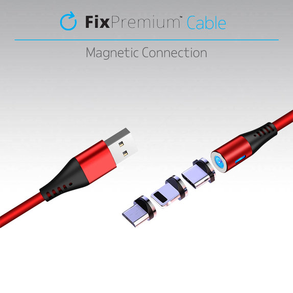 FixPremium - Lightning / USB Magnetický Kabel (2m), černá