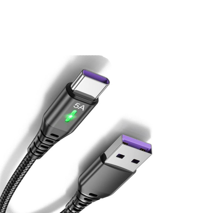 FixPremium - USB-C / USB Kabel s LED Indikátorom (1m), černá