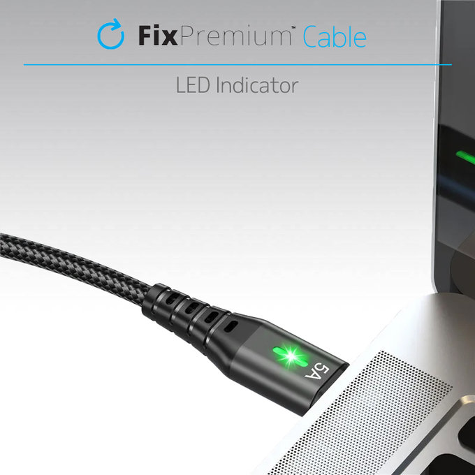 FixPremium - USB-C / USB Kabel s LED Indikátorom (1m), červená