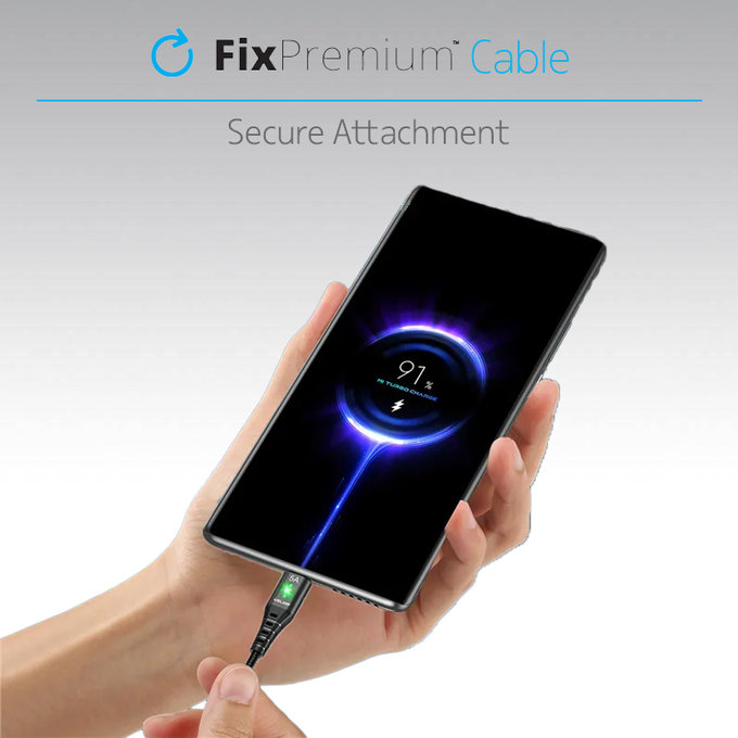 FixPremium - USB-C / USB Kabel s LED Indikátorom (1m), červená