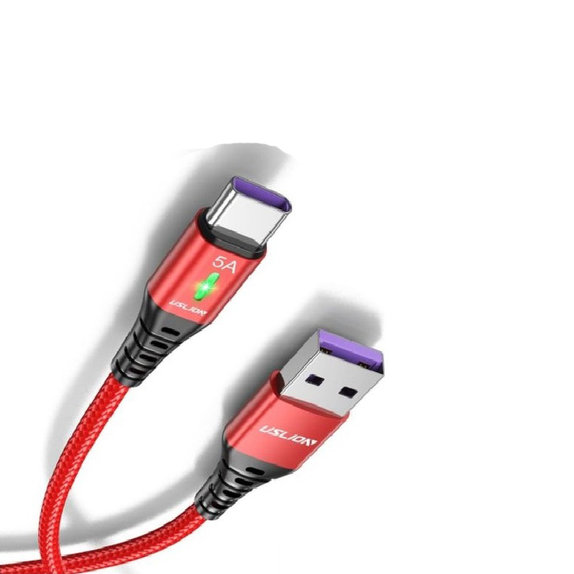 FixPremium - USB-C / USB Kabel s LED Indikátorom (1m), červená