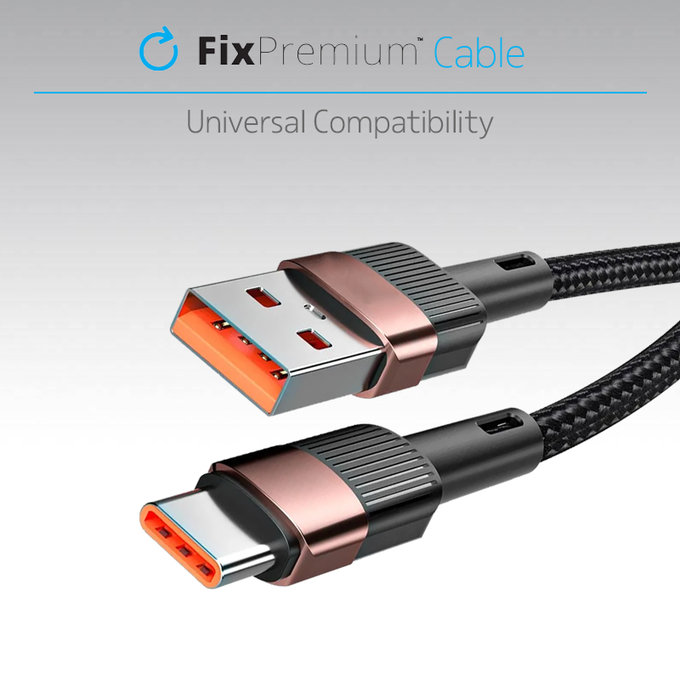 FixPremium - USB-C / USB Kabel s Rychlým Nabíjením (2m), černá