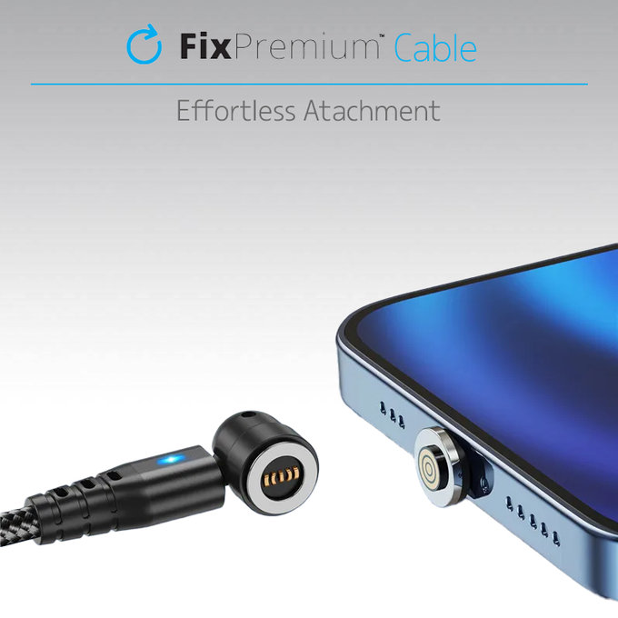 FixPremium - Lightning / USB-C Magnetický Kabel (1m), červená