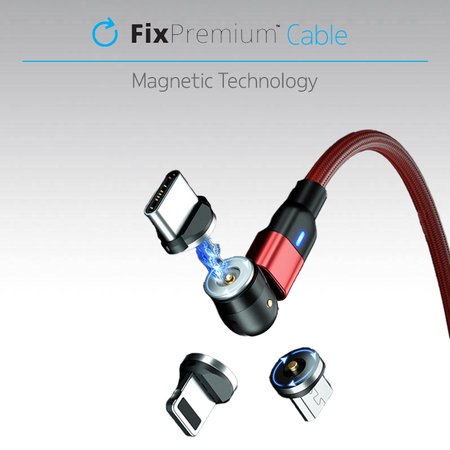 FixPremium - Lightning / USB Magnetický Kabel (1m), černá