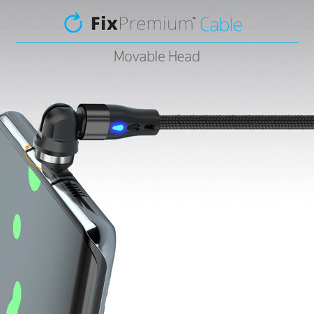 FixPremium - Lightning / USB Magnetický Kabel (1m), černá