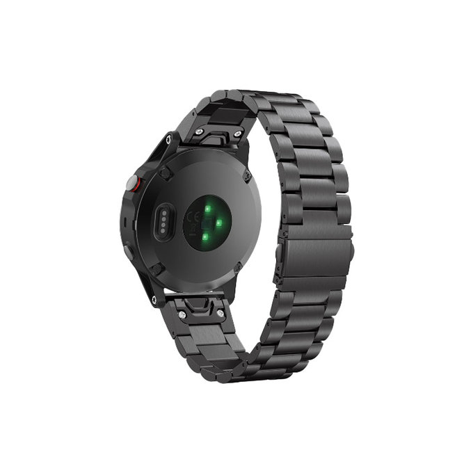 FixPremium - Remienok z Nehrdzavejúcej Ocele pro Garmin (QuickFit 26mm), čierny