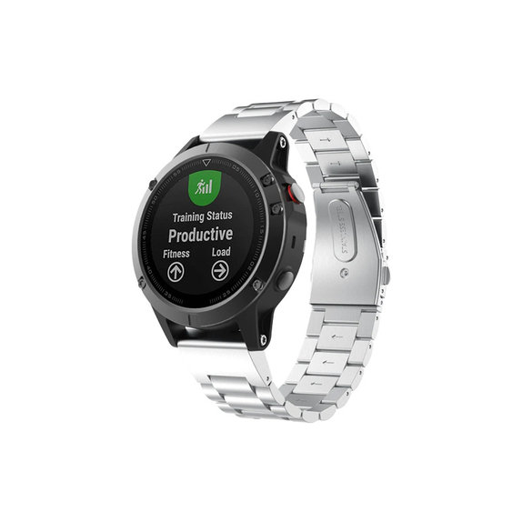 FixPremium - Remienok z Nehrdzavejúcej Ocele pro Garmin (QuickFit 22mm), strieborný