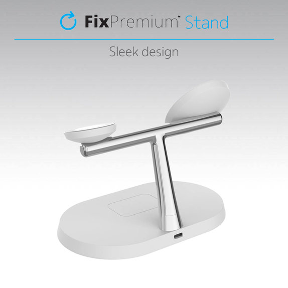 FixPremium - MagSafe Stojan 3v1 pro iPhone, Apple Watch a AirPods, bílá