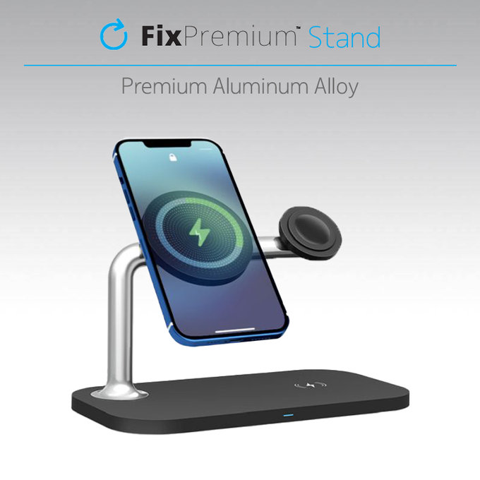 FixPremium - MagSafe Stojan 3v1 pro iPhone, Apple Watch a AirPods, bílá