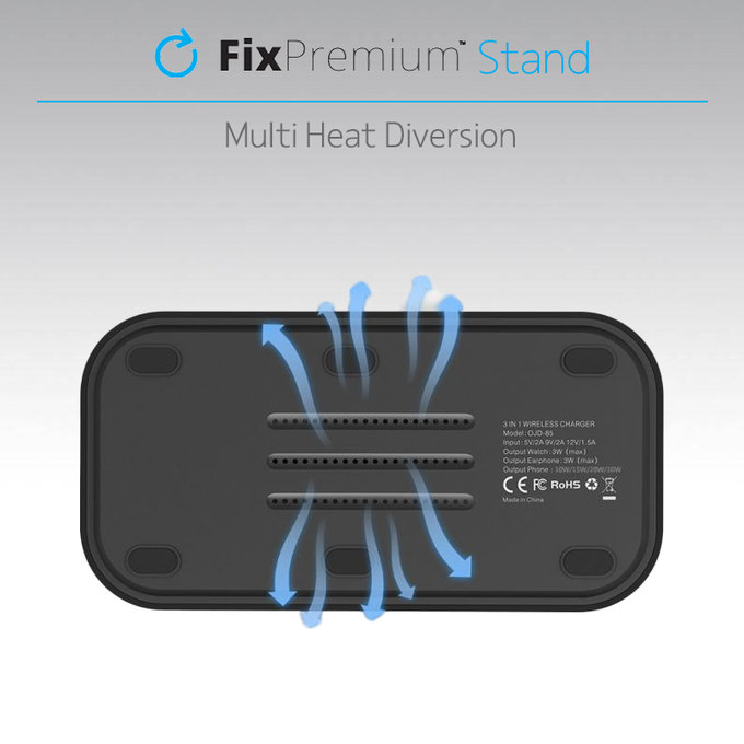 FixPremium - MagSafe Stojan 3v1 pro iPhone, Apple Watch a AirPods, bílá