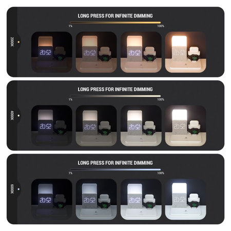 FixPremium - Stojan s Lampou 3v1 pro iPhone, Apple Watch a AirPods, černá