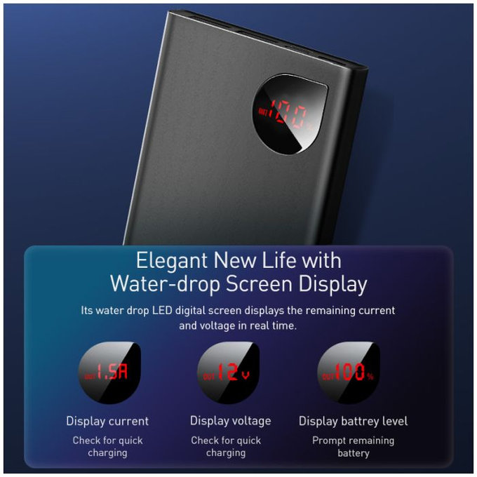 Baseus - PowerBank 10 000 mAh, černá