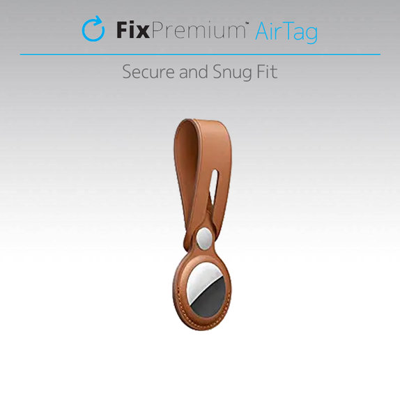 FixPremium - Kožená Klíčenka pro AirTag, modrá