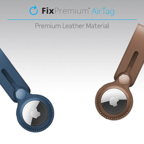 FixPremium - Kožená Klíčenka pro AirTag, modrá