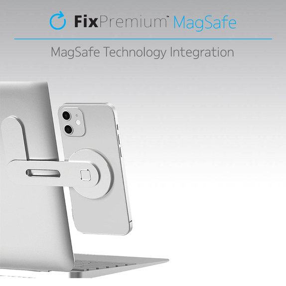 FixPremium - MagSafe Držák pro iPhone na Notebook, stříbrná