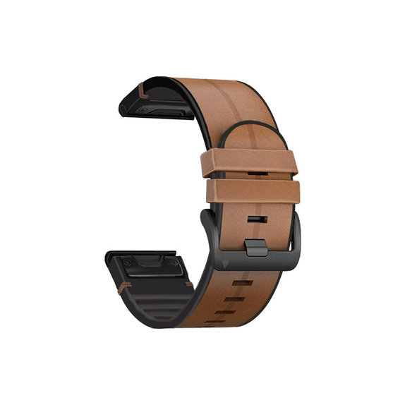 FixPremium - Kožený Řemínek pro Garmin (QuickFit 22mm), svetlě hnědá