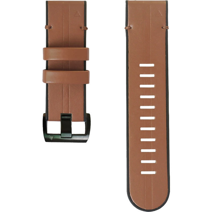 FixPremium - Kožený Řemínek pro Garmin (QuickFit 22mm), svetlě hnědá